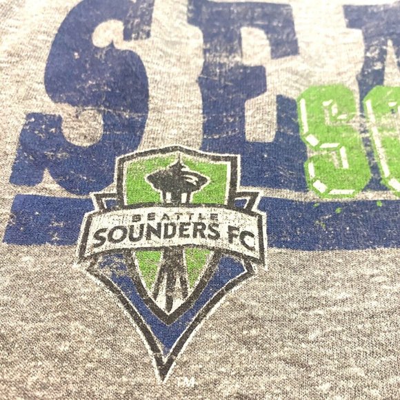 Adidas Seattle Sounders FC soccer MLS t-shirt Gray & lime Green size medium - Picture 4 of 6